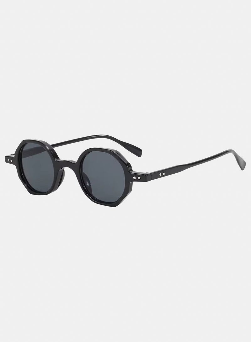 korico Oris Black Full Rim Round Sunglasses - Image 1